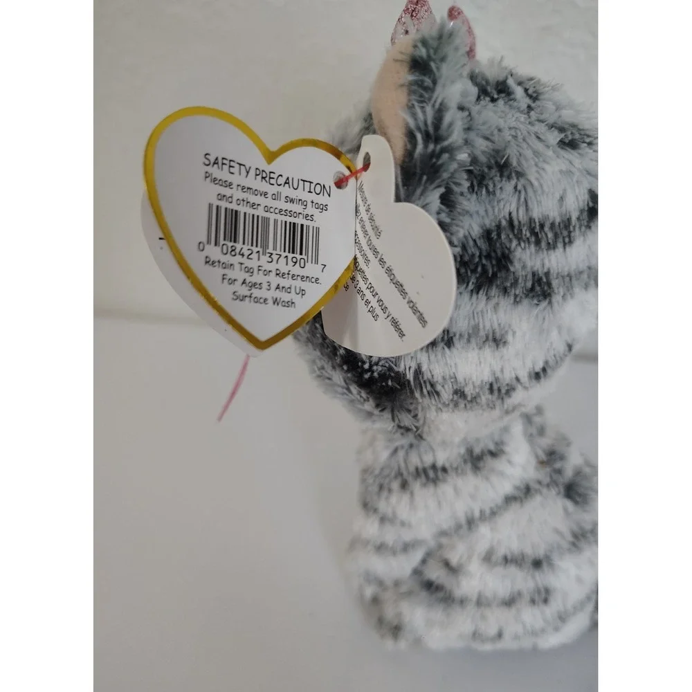 Ty Beanie Boos Kiki Gray White Tabby Cat 2016 - NWT NEW